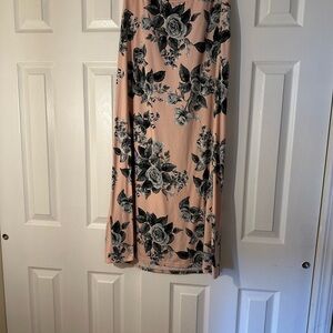 Agnes & Dora Pink and Black Floral Maxi Skirt